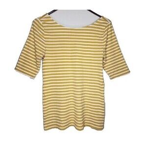 Old Navy Womens Medium Yellow Striped T Shirt Pullover Tee Nautical Holiday Mom